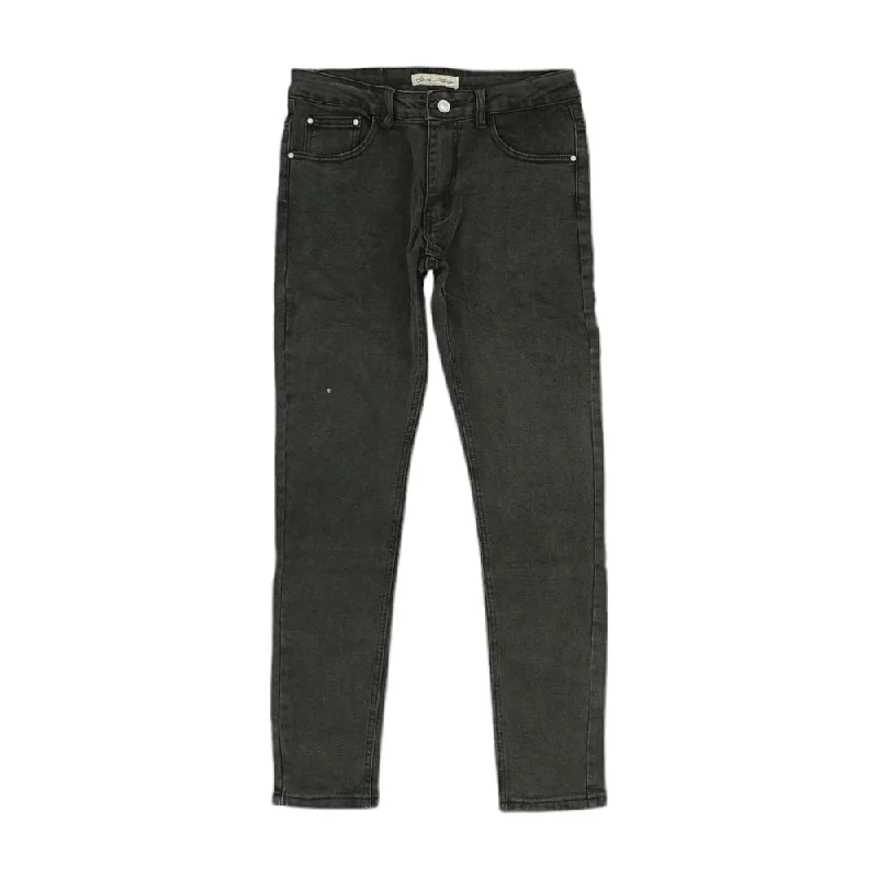 Black Solid Skinny Jeans Comfortable Straight-Legged Denim