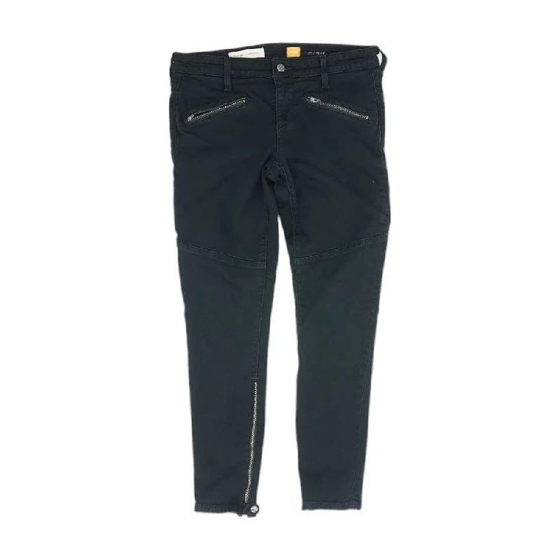 Black Solid Slim Leg Jeans Fashionable Raw Hem Bootcut Jeans