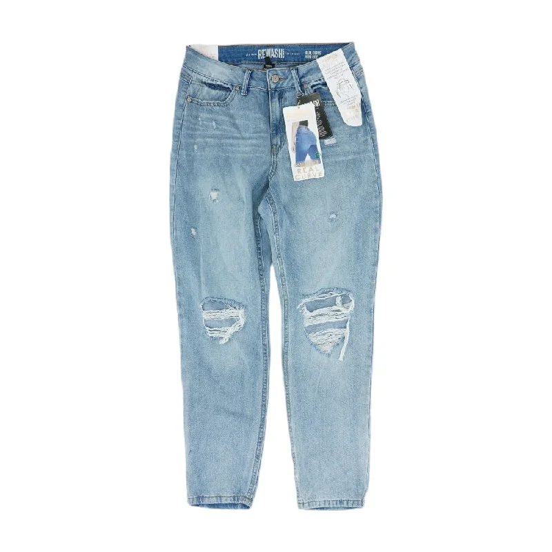 Blue Solid High Rise Jeans Fashionable Raw Edge Jeans