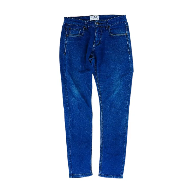Blue Solid High Rise Regular Jeans Chic Rolled Cuff Denim Jeans