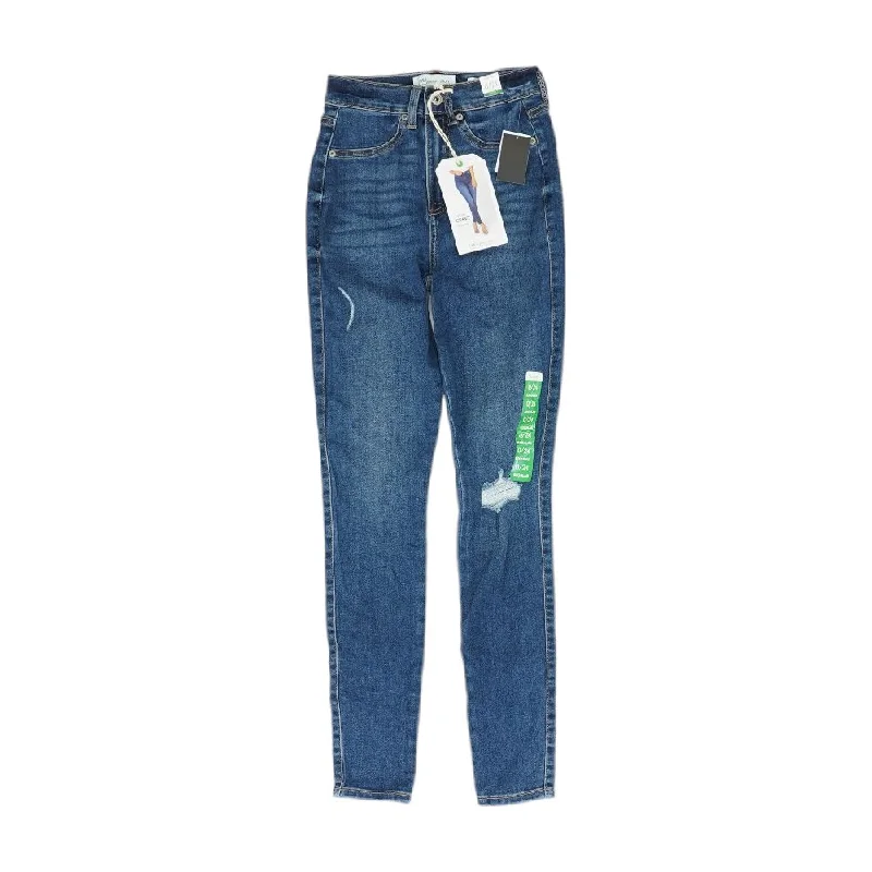 Blue Solid High Rise Regular Jeans Cozy Relaxed Fit Denim Jeans