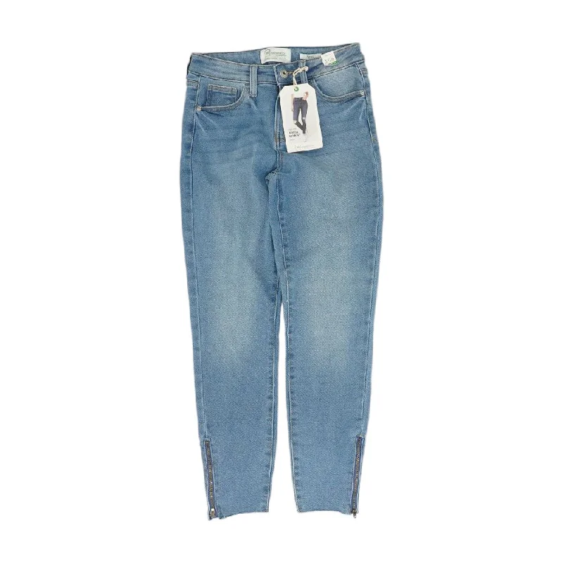 Blue Solid High Rise Skinny Leg Jeans Fashionable Straight Fit Denim