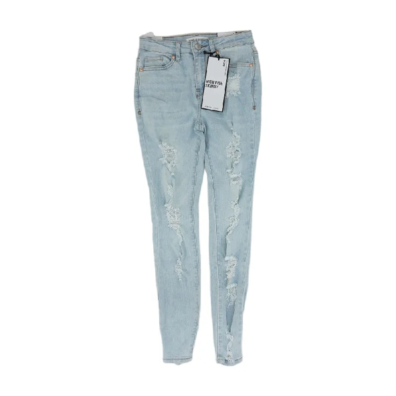 Blue Solid High Rise Skinny Leg Jeans Trendy Skinny High-Waist Jeans