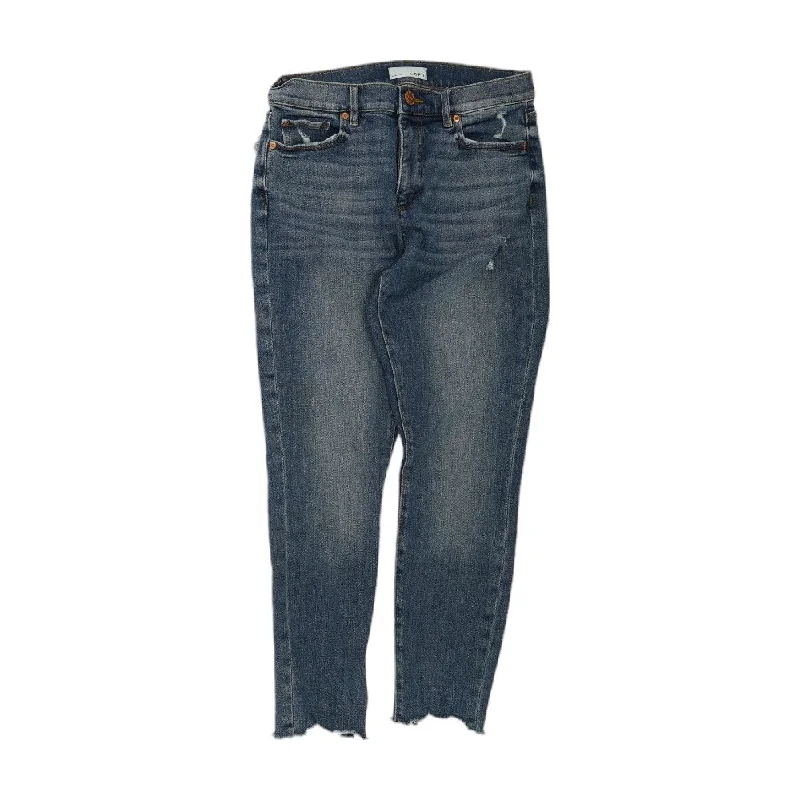 Blue Solid Jeans Fashionable Distressed Jeans