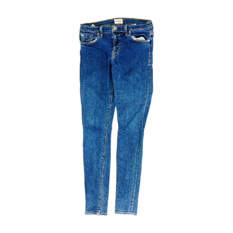 Blue Solid Mid Rise Skinny Leg Jeans Stylish High-Waist Jeans