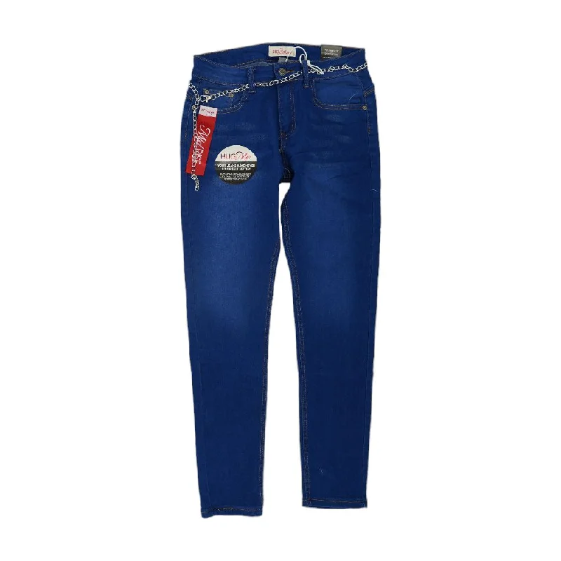 Blue Solid Mid Rise Skinny Leg Jeans Chic Faded Blue Jeans