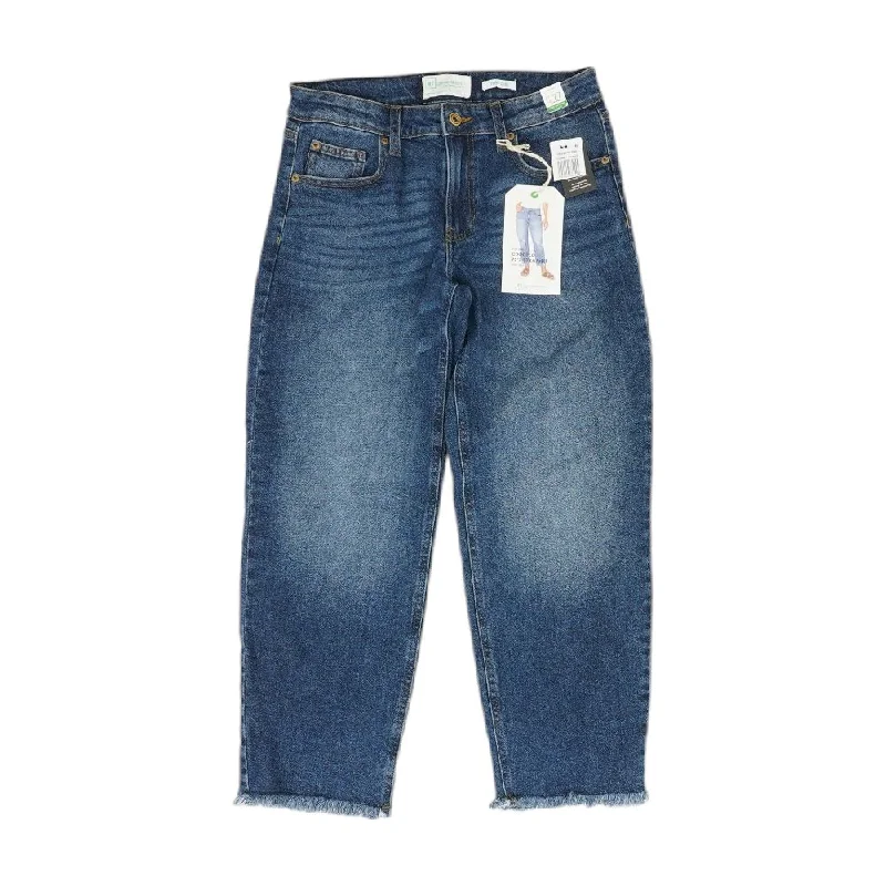 Blue Solid Straight Leg Jeans Fashionable Cropped Denim Jeans