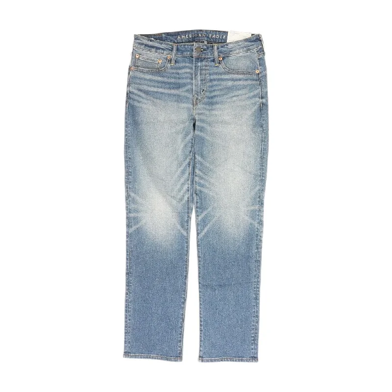 Blue Solid Straight Leg Jeans Trendy Low-Rise Slim Jeans