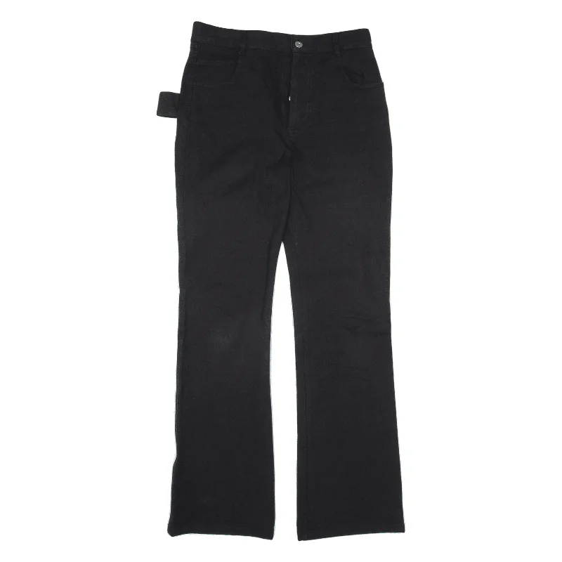 BOTTEGA VENETA Carpenter Jeans Black Denim Regular Bootcut Womens W30 L32 Fashionable Raw Edge Jeans