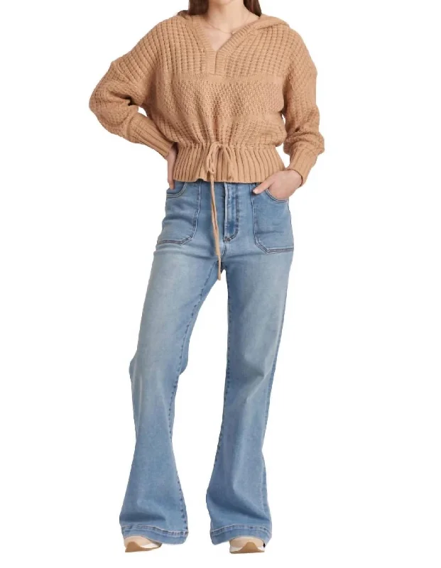 Bowie Hoodie Sweater In Buckwheat Rayon Fabric Velvet Fabric Corduroy Fabric