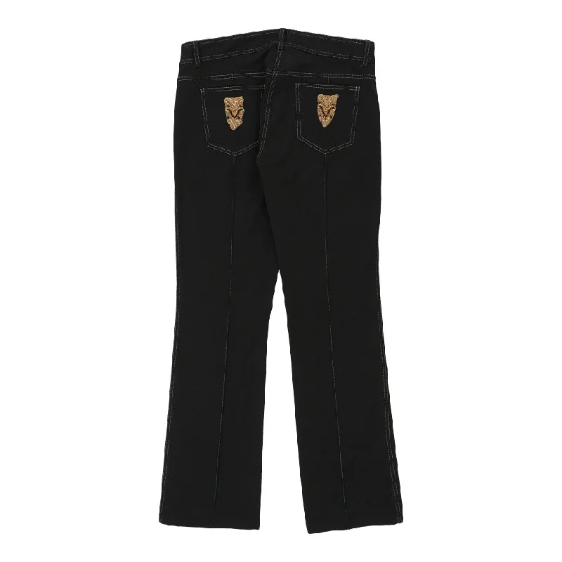 Cavalli Class Jeans - 36W UK 18 Black Cotton Fashionable Straight Cut Jeans