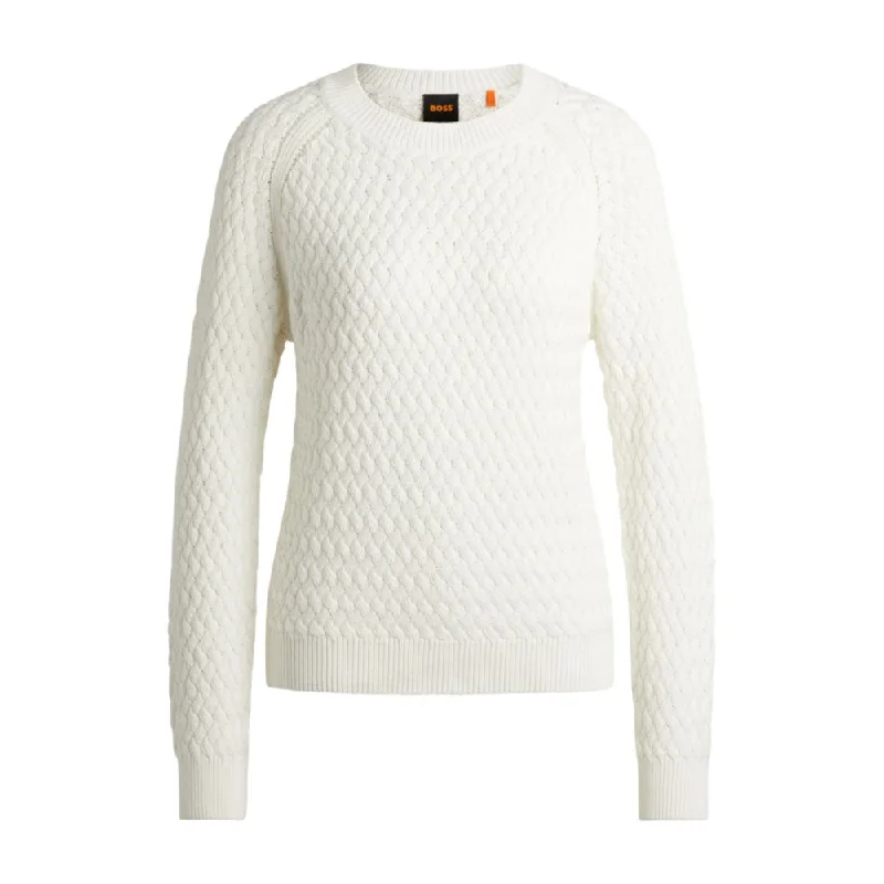 Cotton sweater with mixed structures Terry Terry Cloth Terry Knit