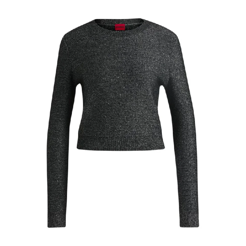 Cropped slim-fit sweater with sequin embellishment Lace Blend Ribbed Blend Corduroy Blend Cropped slim-fit sweater with sequin embellishment Lace Blend Ribbed Blend Corduroy Blend