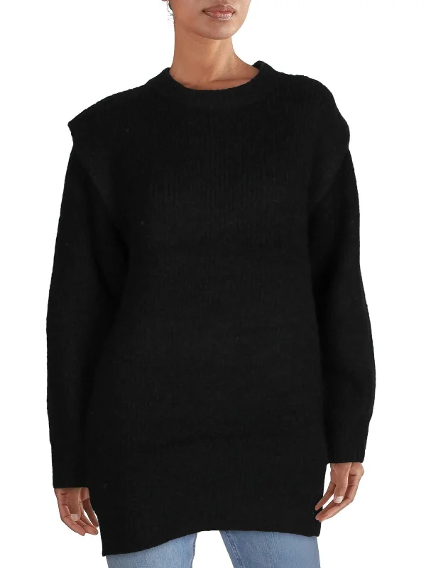 Daisy Womens Wide Shoulder Tunic Pullover Sweater Toggled Drawstring Belted