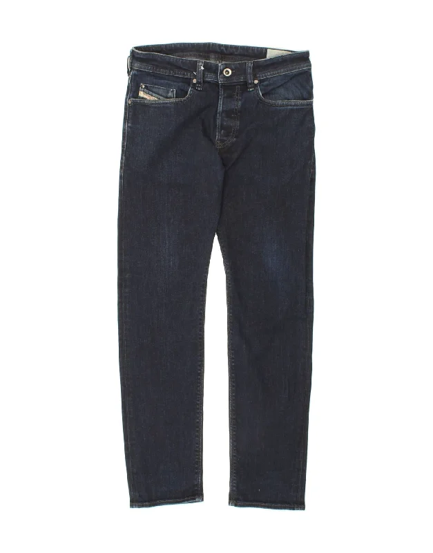 DIESEL Womens Buster Tapered Slim Straight Jeans W29 L30 Navy Blue Trendy Button-Up High-Waist Jeans