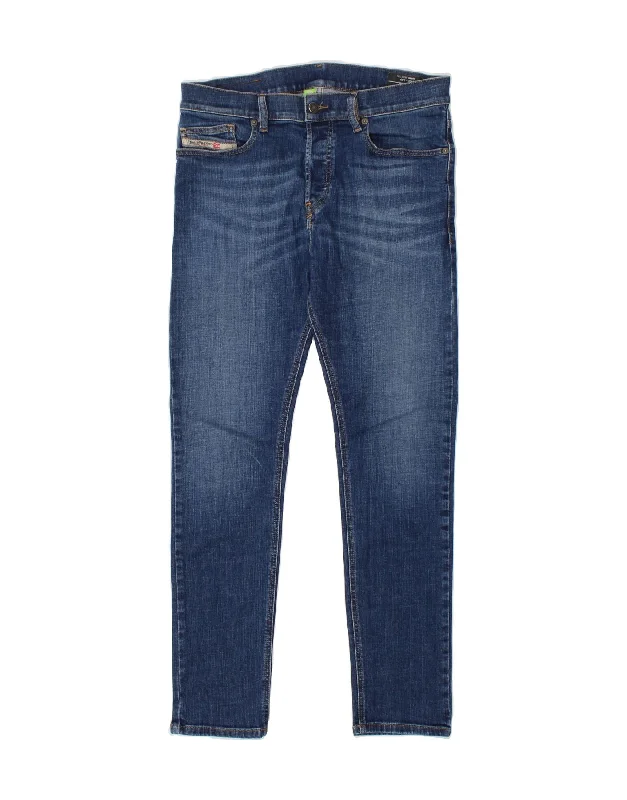 DIESEL Womens D-Luster Slim Jeans W30 L30 Blue Cotton Fashionable Raw Hemmed Jeans