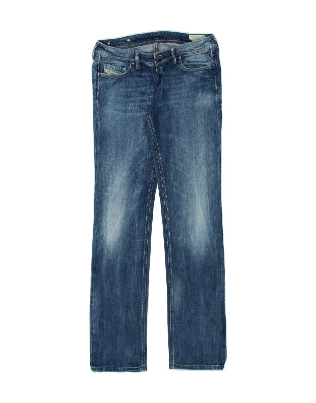 DIESEL Womens Lowky Straight Jeans W30 L34 Blue Cotton Trendy Patchwork Denim Jeans