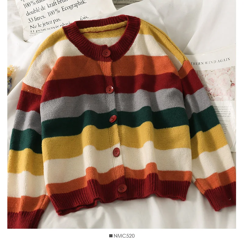Elegant contrast color stitching stripe loose thin cardigan sweater 1980 Velvet Chenille Corduroy Elegant contrast color stitching stripe loose thin cardigan sweater 1980 Velvet Chenille Corduroy
