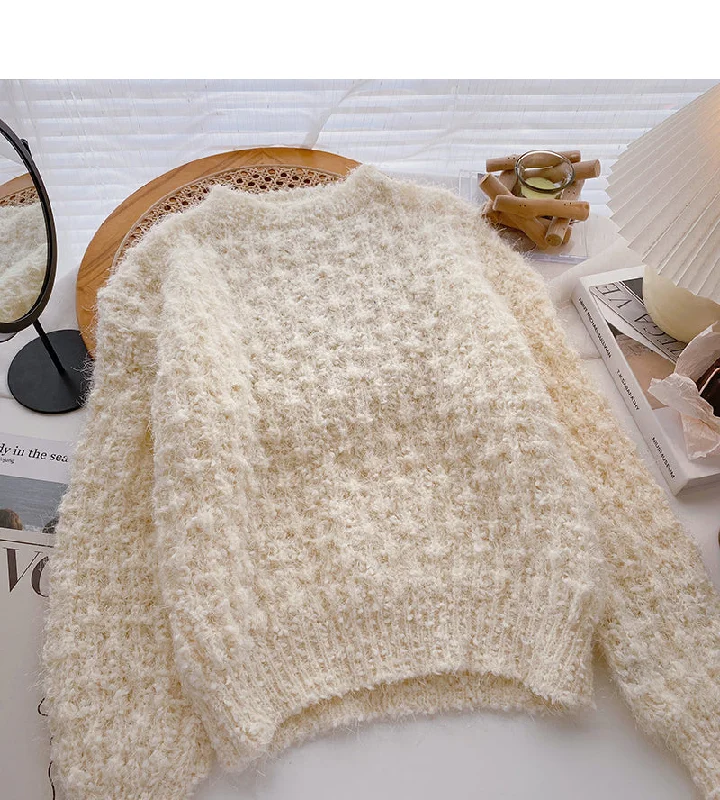 Fashionable foreign style sweater versatile round neck Pullover 6069 Terry Terry Cloth Terry Knit Fashionable foreign style sweater versatile round neck Pullover 6069 Terry Terry Cloth Terry Knit