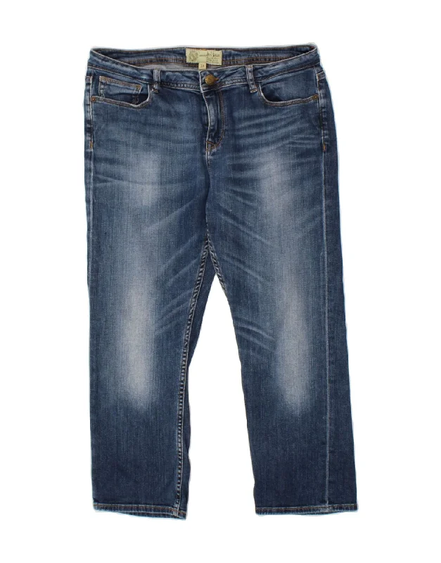 FAT FACE Womens Crop Straight Jeans UK 14 Large W32 L23  Blue Cotton Comfortable Boyfriend Jeans