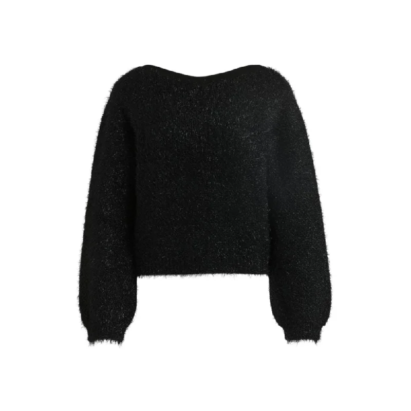 Fluffy slim-fit sweater with rear bow detail Toggled Drawstring Belted