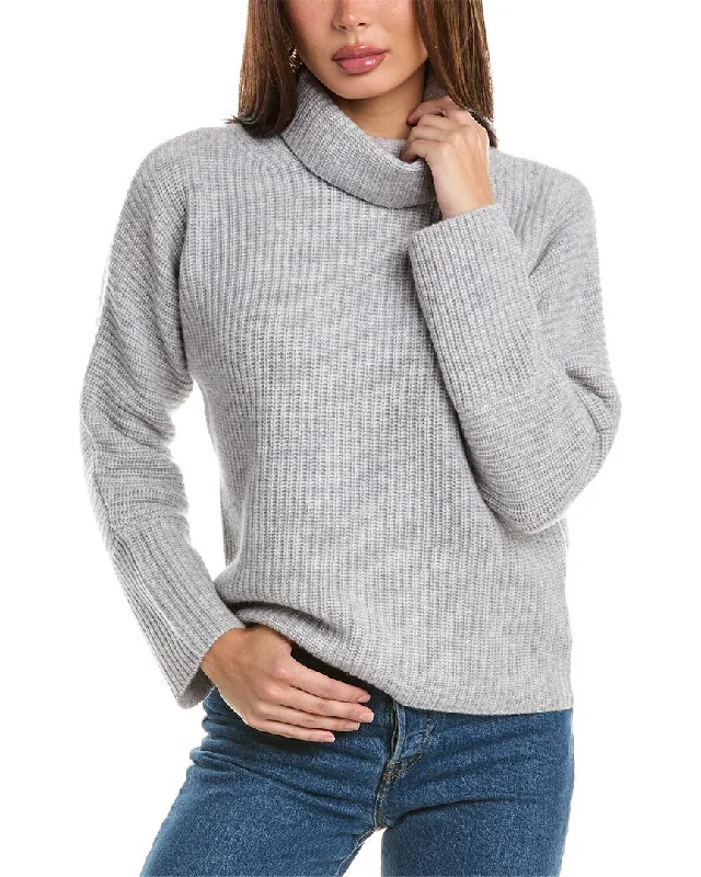 Forte Cashmere Luxe Cozy Turtleneck Wool & Cashmere-Blend Sweater Polka Dot Checkered Tartan