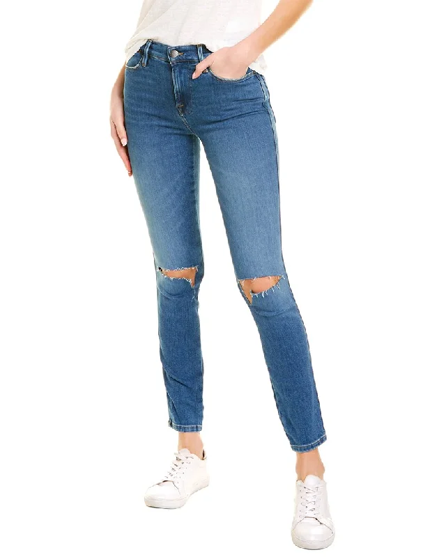 FRAME Denim Le High Wine Ridge Rips Skinny Jean Comfortable Zip-Fly Denim Jeans