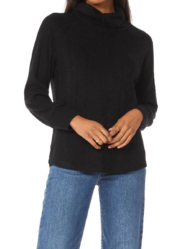 Funnel Neck Pullover Sweater In Black Plaid Sweater Polka Dot Checkered