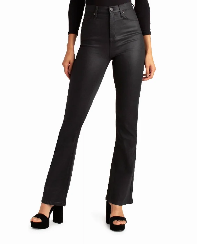Glisten High Rise Flared Jeans In Black Comfortable Distressed Straight-Leg Jeans