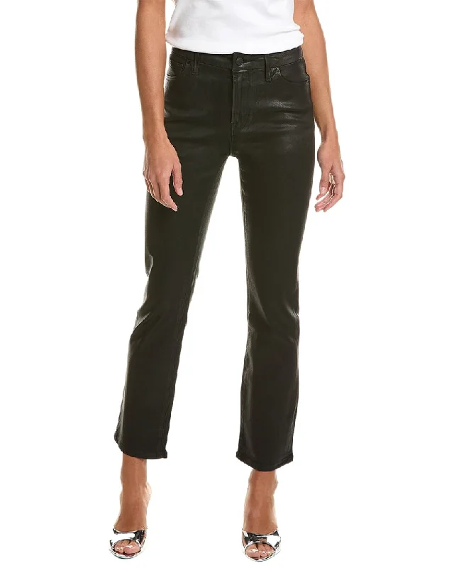 GOOD AMERICAN Good Straight Black Coated Jean Trendy Wide-Leg High-Waist Denim