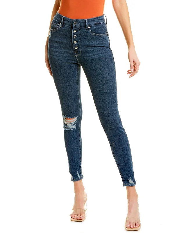 GOOD AMERICAN Good Waist Blue Skinny Jean Casual Distressed Denim Jeans
