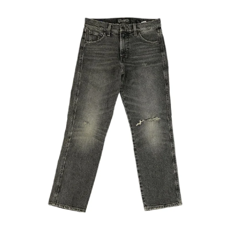 Gray Solid Capri Straight Leg Jeans Fashionable Raw Hem Bootcut Jeans