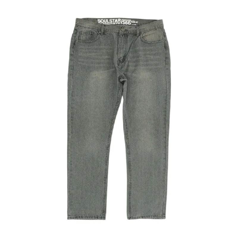 Gray Solid Slim Jeans Stylish Plus Size Denim Jeans