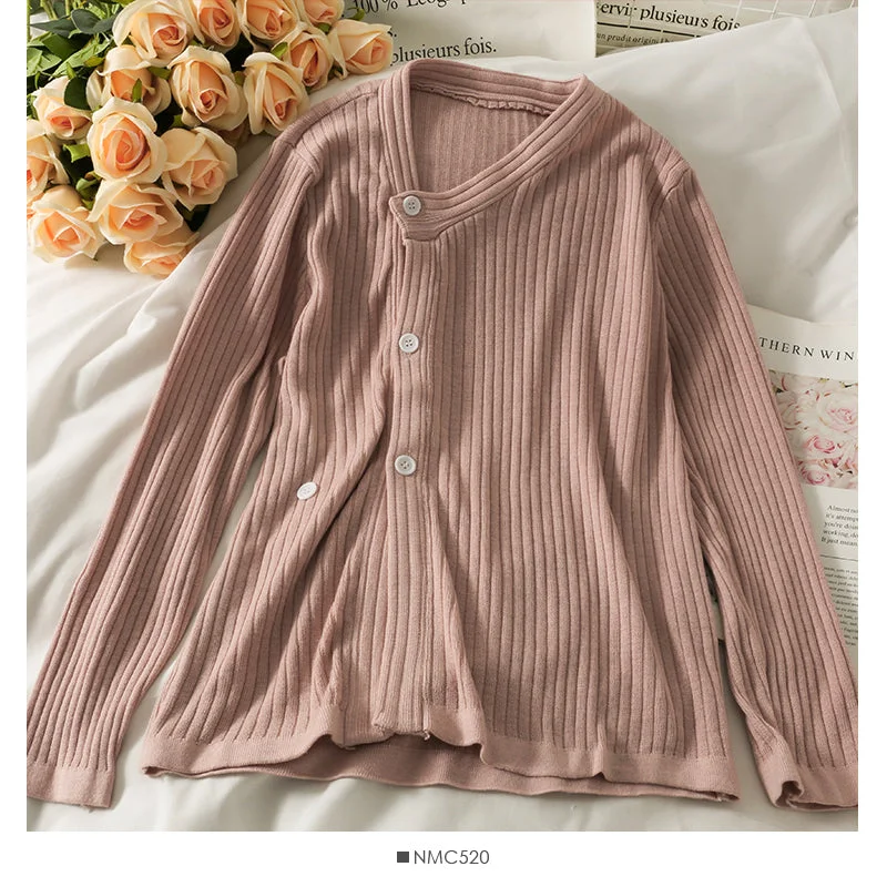 Han Fan irregular single breasted V-Neck long sleeve sweater female 2038 Herringbone Houndstooth Plaid Han Fan irregular single breasted V-Neck long sleeve sweater female 2038 Herringbone Houndstooth Plaid
