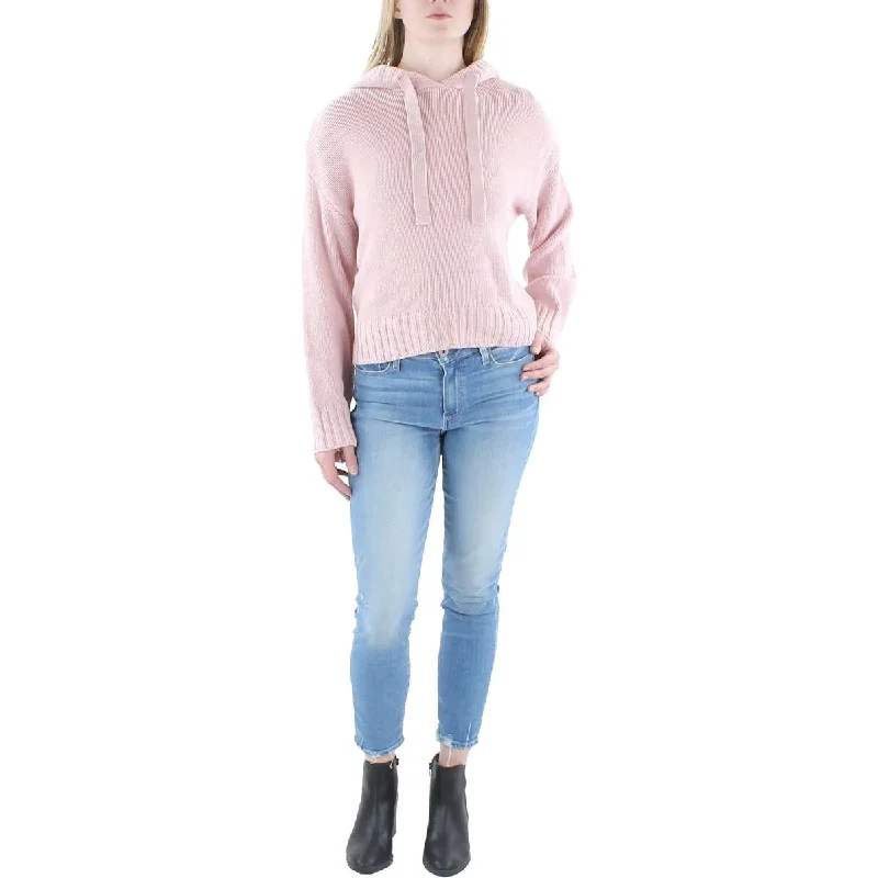 Harley Womens Crop Comfy Hooded Sweater Silk Blend Satin Velvet