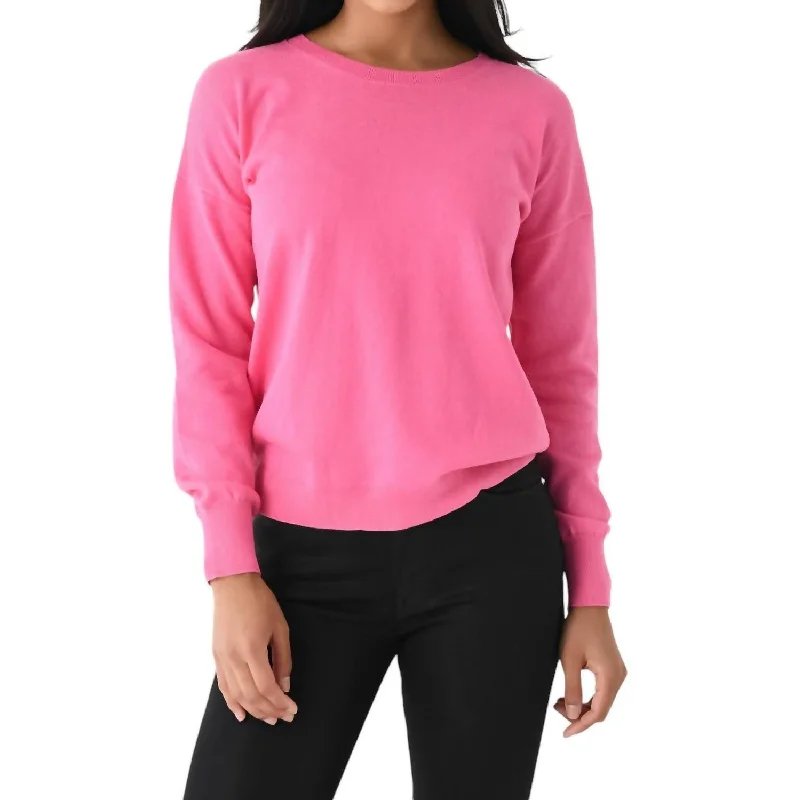 Heart Sleeve Sweater In Carnation/powder Front Pockets Side Pockets Patch Pockets