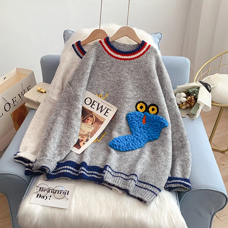 Heavy industry cartoon embroidered sweater foreign style coat 4997 Chenille Brocade Lace Heavy industry cartoon embroidered sweater foreign style coat 4997 Chenille Brocade Lace