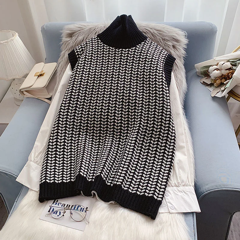 High neck vest sweater vest knitted female sleeveless  5002 Wool Sweater Cotton Sweater Cashmere Sweater