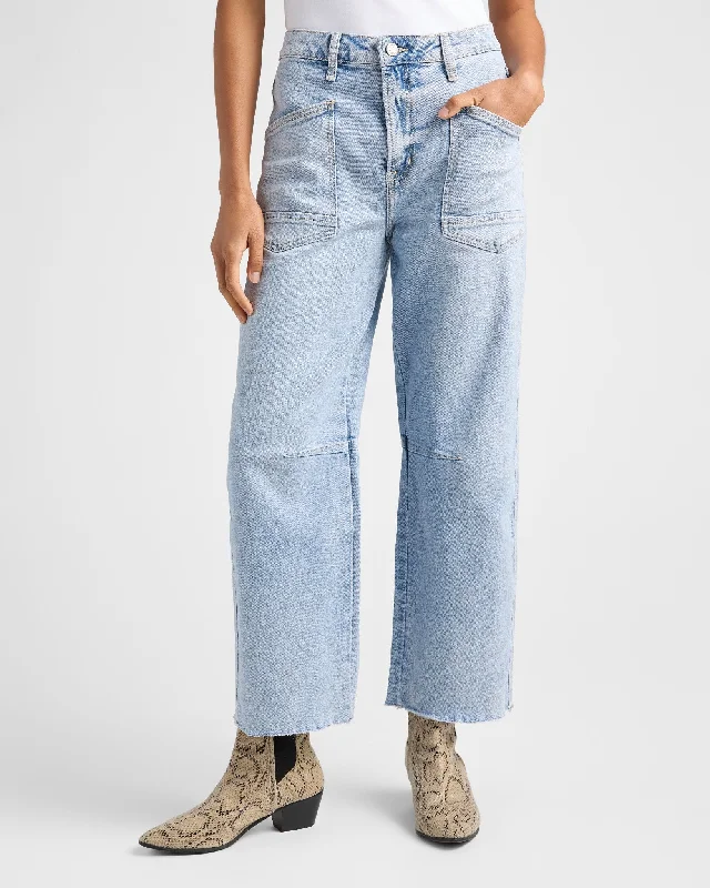 High Rise Barrel Leg Jeans Casual Light Wash Jeans