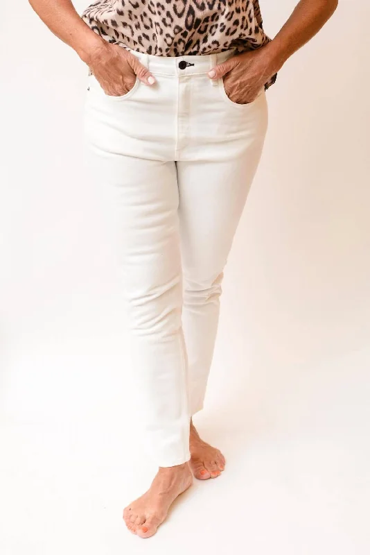 High Rise Skinny Jean In White Chic Double Waistband Jeans