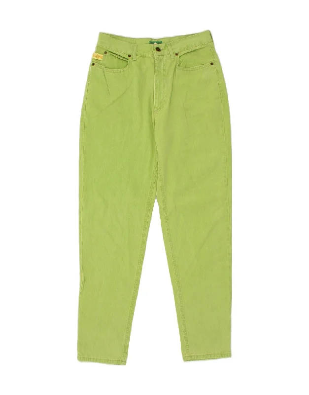 INVICTA Womens Tapered Jeans W34 L31 Green Cotton Elegant Wide-Leg Jeans