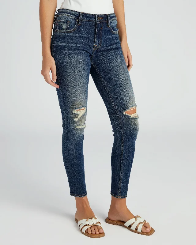 Distressed Jagger Cropped Skinny Jeans Comfortable Distressed Straight-Leg Jeans
