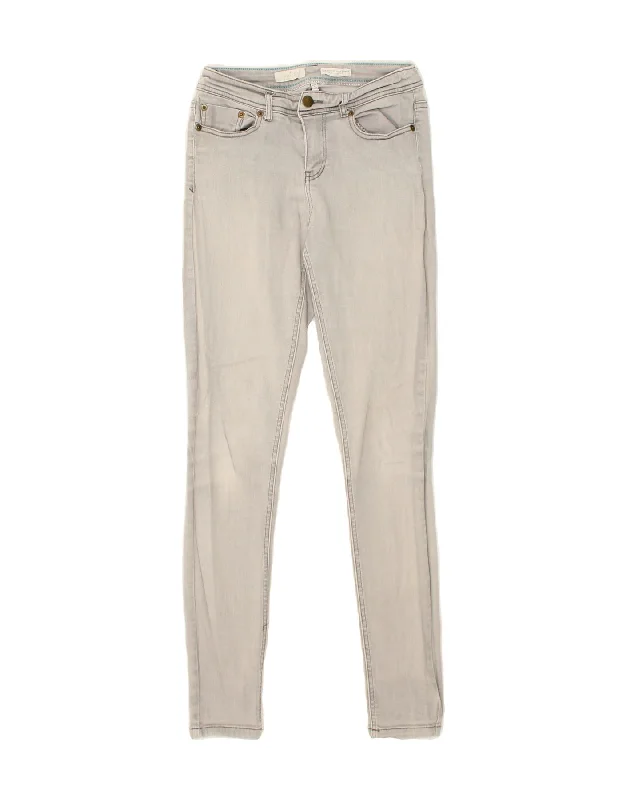 JOULES Womens The Monroe Super Skinny Jeans UK 10 Small W28 L30 Grey Fashionable Frayed Hem Denim