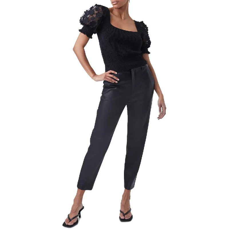 Juliet Womens Cotton Ribbed Crop Sweater Elasticated Padded Insulated