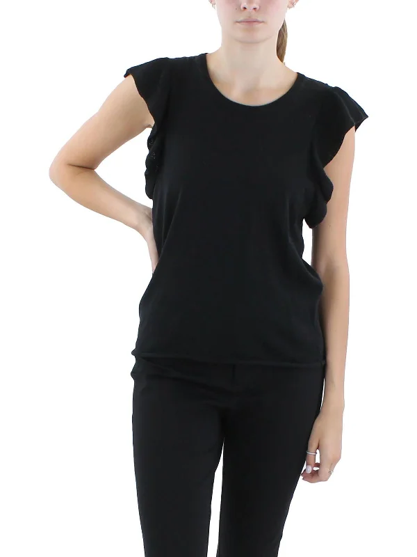 Kaeli Womens Ribbed Trim  Knit Pullover Sweater Sweater Knitwear Pullover