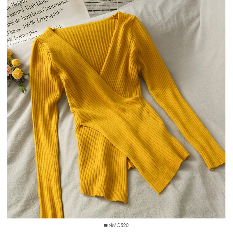 Korean design, tight and thin, split sweater, female 1895 Cable Knit Ribbed Knit Lace Knit Korean design, tight and thin, split sweater, female 1895 Cable Knit Ribbed Knit Lace Knit