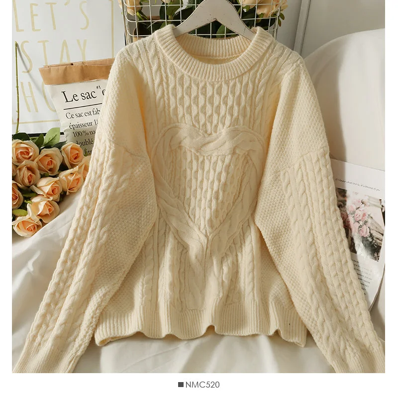 Korean version thin heart-shaped hemp pattern long sleeve Pullover Sweater female 2020 Wool Fabric Cashmere Fabric Tweed Fabric Korean version thin heart-shaped hemp pattern long sleeve Pullover Sweater female 2020 Wool Fabric Cashmere Fabric Tweed Fabric