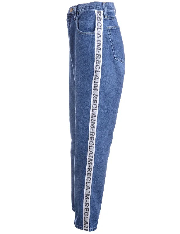 Label Ainsley Reclaim Side Tape Jeans Comfortable Folded Hem Jeans