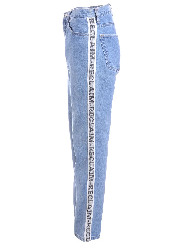 Label Ainsley Reclaim Side Tape Jeans Comfortable Distressed Straight-Leg Jeans