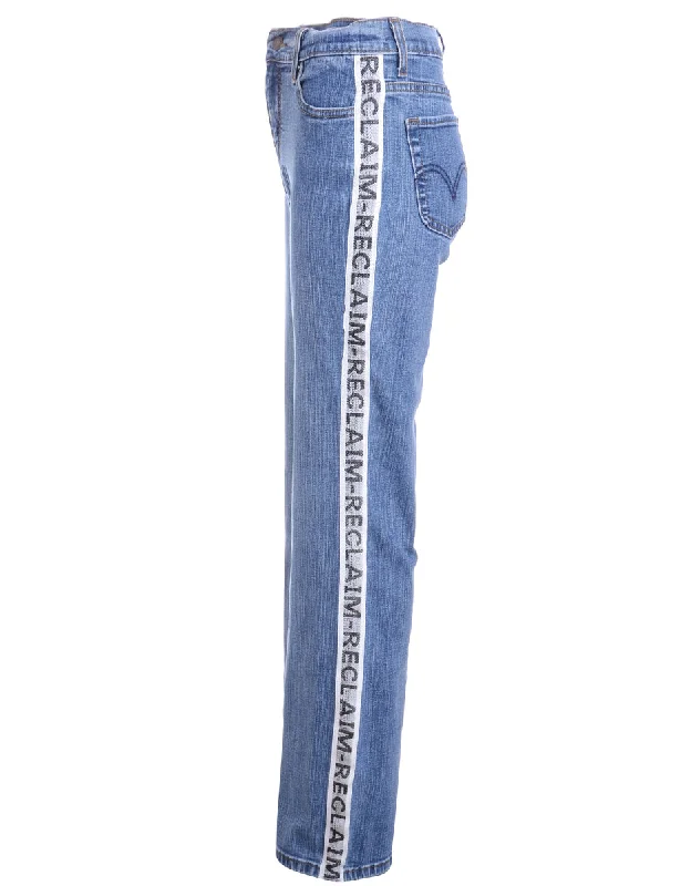 Label Ainsley Reclaim Side Tape Jeans Stylish Shredded Denim Jeans
